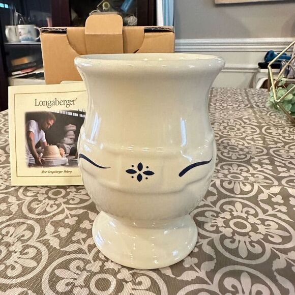 Longaberger Woven Traditions Classic‎ Blue Latte Mug New 5” tall - Picture 8 of 8